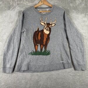 Toddland Deer Crewneck Sweatshirt Mens Medium Gray Nature Graphic